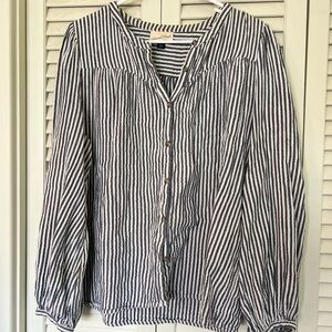 Universal Thread Navy and White Striped Button-Down Shirt